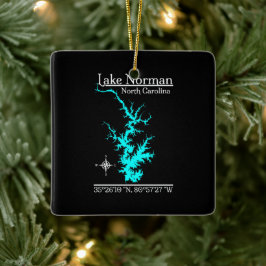 Lake Norman North Carolina Kaart Coördinaten Keramisch Ornament