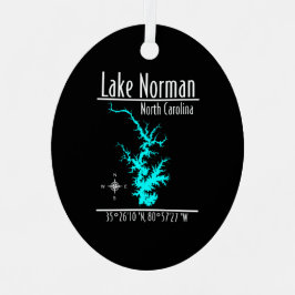 Lake Norman North Carolina Kaart Coördinaten Metalen Ornament