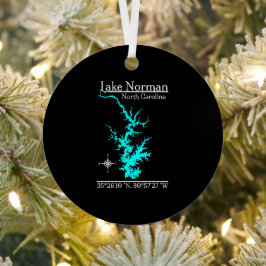 Lake Norman North Carolina Kaart Coördinaten Metalen Ornament