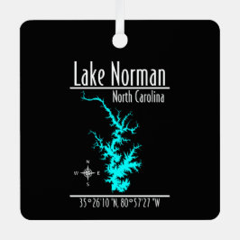 Lake Norman North Carolina Kaart Coördinaten Metalen Ornament