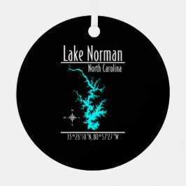 Lake Norman North Carolina Kaart Coördinaten Metalen Ornament