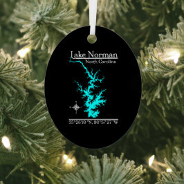Lake Norman North Carolina Kaart Coördinaten Metalen Ornament
