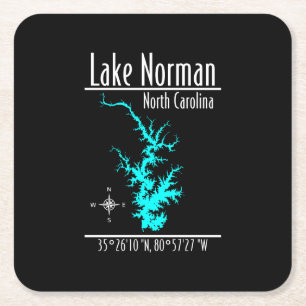 Lake Norman North Carolina Kaart Coördinaten Onder Kartonnen Onderzetters