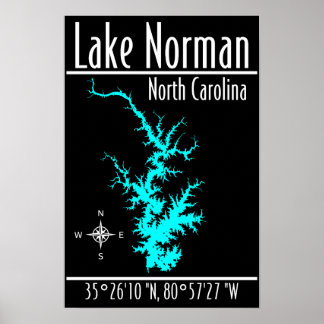 Lake Norman North Carolina Kaart Coördinaten Poste Poster