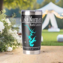Lake Norman North Carolina Kaart Coördinaten Tumbl Geïsoleerde Drinkbeker