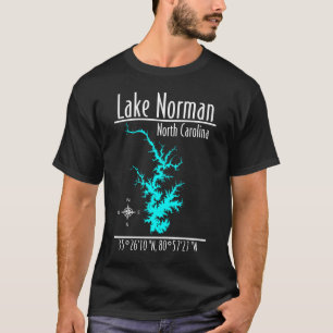 Lake Norman North Carolina kaart T-shirt