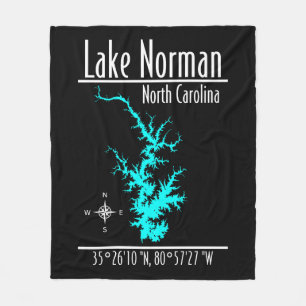 Lake Norman North Carolina Kaart Vliesdeken Fleece Deken