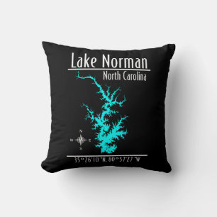Lake Norman North Carolina Kaart Worpkussen Kussen