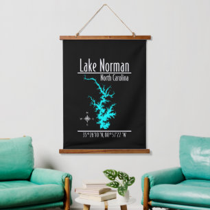 Lake Norman North Carolina Meerkaart Wandtapijt Hangend Wandkleed