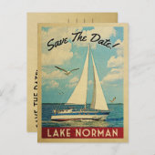 Lake Norman Save the Date Sailboat Nautical Aankondigingskaart (Voorkant / Achterkant)