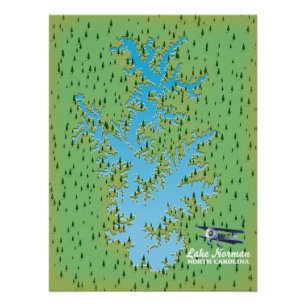 Lake Norman South Carolina retro kaart Perfect Poster