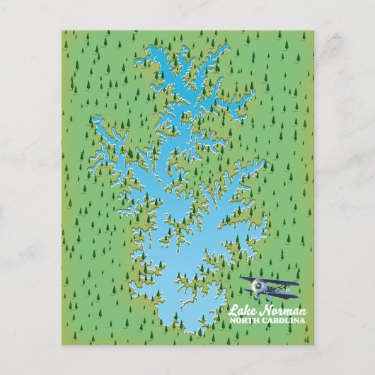 Lake Norman South Carolina retrokaart Flyer (Voorkant)