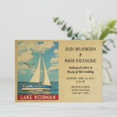 Lake Norman Wedding Invitation Sailboat Kaart (Staand voorkant)