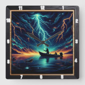 Lake of Lightning Vierkante Klok (Voorkant)