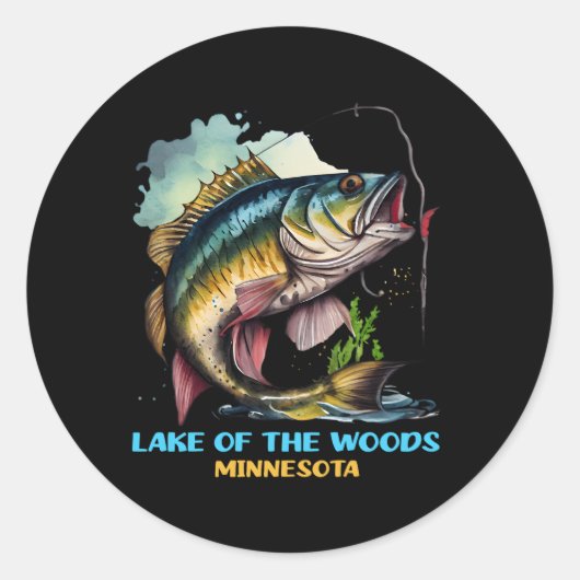 Lake of the Bossen Minnesota Vliegvisreis vissen Ronde Sticker (Voorkant)