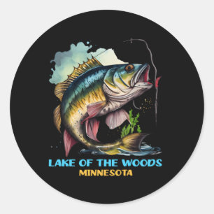 Lake of the Bossen Minnesota Vliegvisreis vissen Ronde Sticker