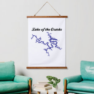 Lake of the Ozarks Missouri Blauwe Kustkaart Hangend Wandkleed