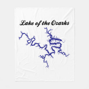 Lake of the Ozarks Missouri Blauwe Kustlijn Kaart Fleece Deken
