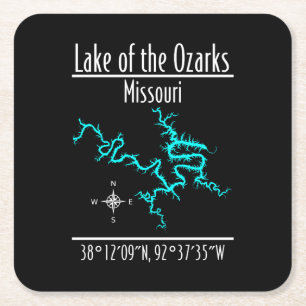 Lake of the Ozarks Missouri Coördinaten Onderzette Kartonnen Onderzetters