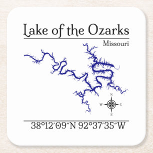 Lake of the Ozarks Missouri Kaart Papier Coaster Kartonnen Onderzetters