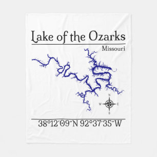 Lake of the Ozarks Missouri Kaart Vliesdeken Fleece Deken