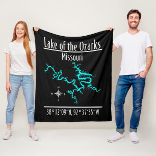 Lake of the Ozarks Missouri Kaart Vloerendeken Fleece Deken
