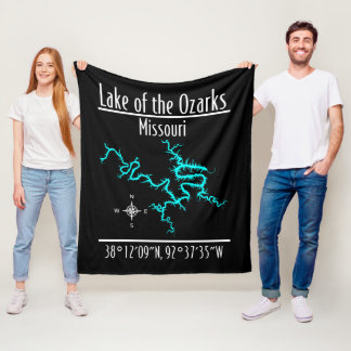 Lake of the Ozarks Missouri Kaart Vloerendeken Fleece Deken