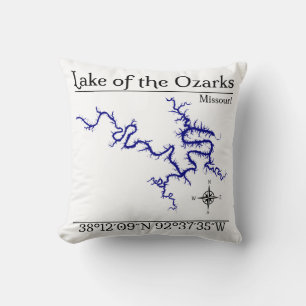 Lake of the Ozarks Missouri Kaart Worpkussen Decor Kussen