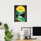 Lake of the Ozarks Missouri landschap vis retro Poster (Thuiskantoor)