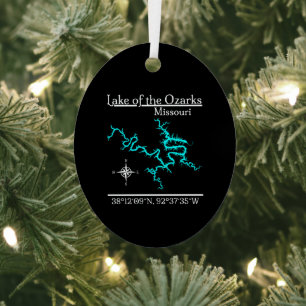 Lake of the Ozarks Missouri Ovaal Kaart van het Me Metalen Ornament