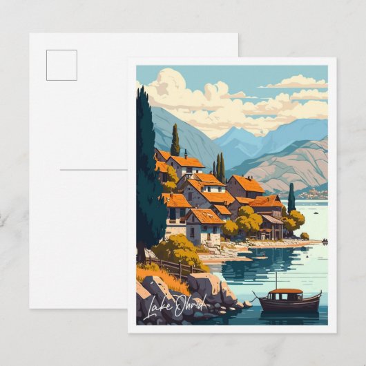 Lake Ohrid Travel  illustratie Briefkaart (Voorkant / Achterkant)