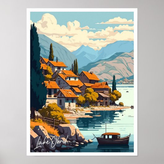 Lake Ohrid Travel illustratie Poster (Voorkant)