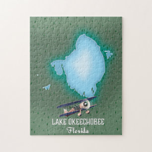 Lake Okeechobee Florida kaart. Legpuzzel