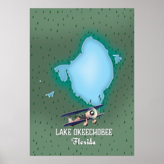 Lake Okeechobee Florida kaart. Poster (Voorkant)