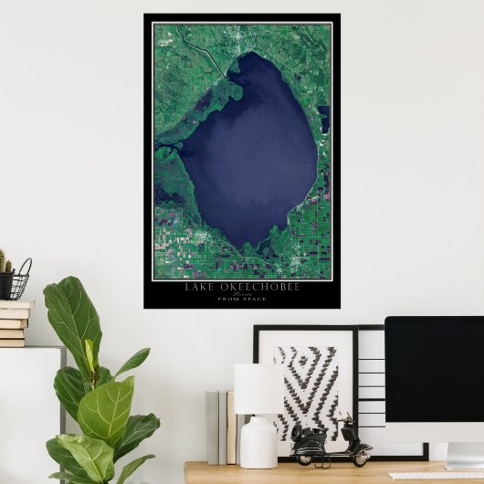 Lake Okeechobee Florida Satellite Poster Map (Thuiskantoor)
