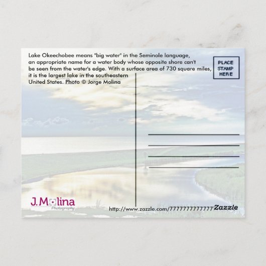 Lake Okeechobee, Florida, VS Briefkaart (Achterkant)