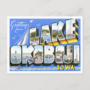 Lake Okoboji, Iowa  Big Letters Briefkaart