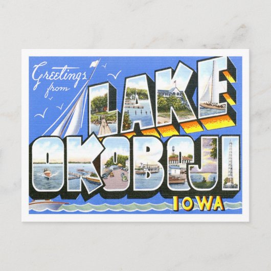Lake Okoboji, Iowa  Big Letters Briefkaart (Voorkant)