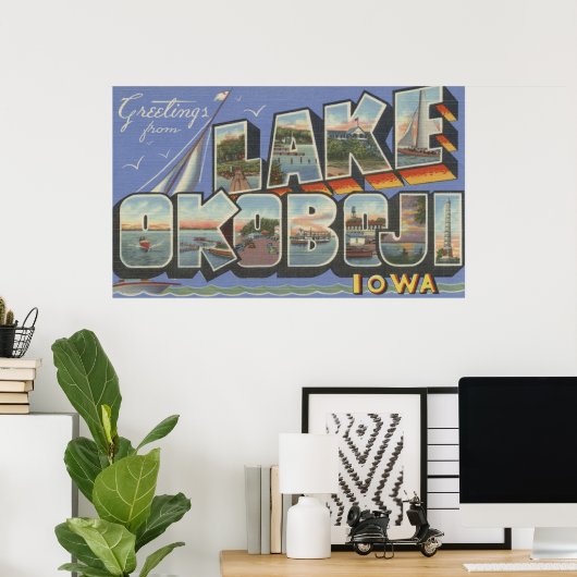 Lake Okoboji, Iowa - Grote letterscènes Poster (Thuiskantoor)