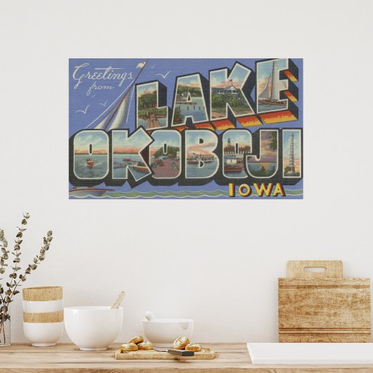 Lake Okoboji, Iowa - Grote letterscènes Poster (Keuken)