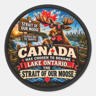 Lake Ontario is Nu de Straat van onze Eland Grappi Ronde Sticker