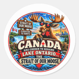 Lake Ontario is Nu de Straat van onze Eland Grappi Ronde Sticker