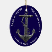 Lake ONTARIO Patriottisch noodlijdend nautisch ank Keramisch Ornament (Rechts)