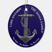 Lake ONTARIO Patriottisch noodlijdend nautisch ank Keramisch Ornament (Links)