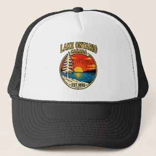 Lake Ontario Pop Art Zonsondergang Zwart en Wit Trucker Pet
