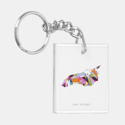 Lake Ontario Silhouette Map Sleutelhanger (Voorkant Links)