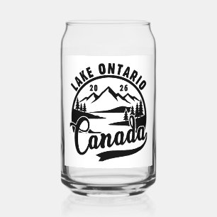 Lake Ontario Zwart & Wit Scenisch Grafisch Gedrukt Blikvorm Glas