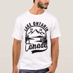 Lake Ontario Zwarte en Witte Grafische T‑Shirt T-shirt