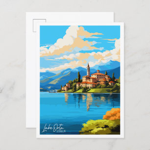 Lake Orta Italië vintage reizen Briefkaart