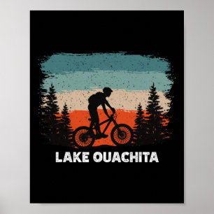Lake Ouachita Mountainbiken Zonsondergang Retro Vi Poster